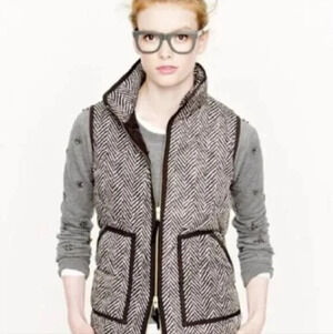 J.Crew The look for less! Herringbone zip up vest & jeweled Rhinestone top Small